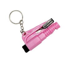 3in1 Emergency Car Escape Tool Keychain with Window Breaker, Seatbelt Cutter and Whistle, Pink