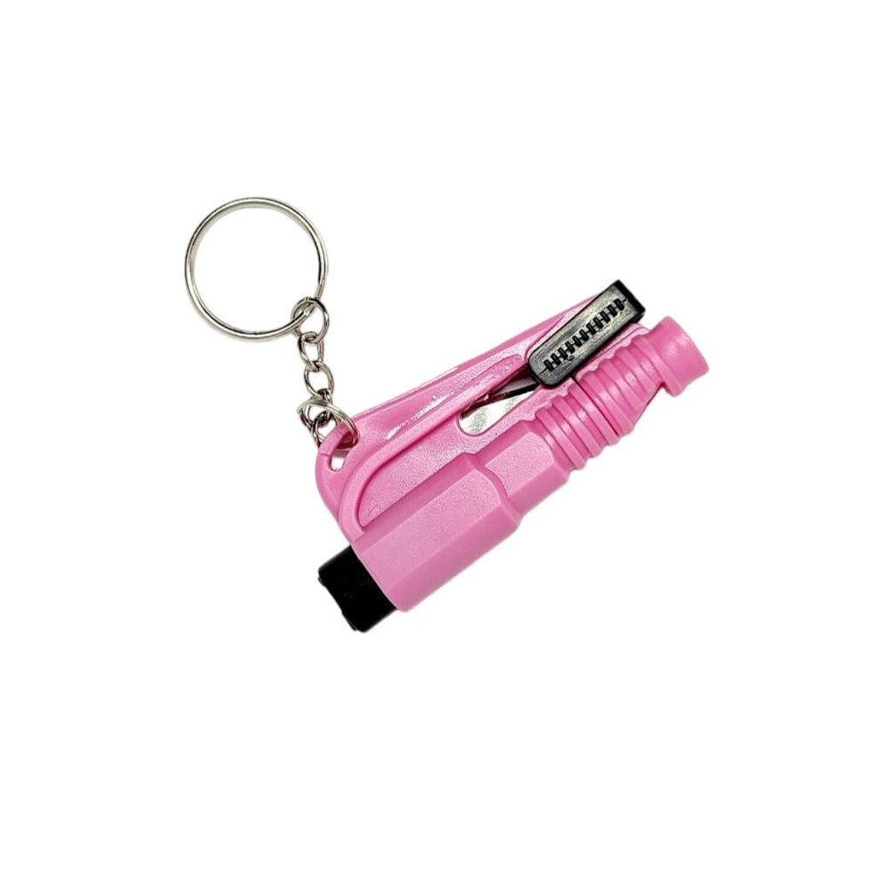 3In1 Emergency Car Escape Tool Keychain With Window Breaker, Seatbelt Cutter And Whistle, Pink 9070919769764
