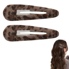 Leopard Print Hair Clips with Durable Snap, Mini Fuzzy Barrettes for Women and Girls Thin Hair