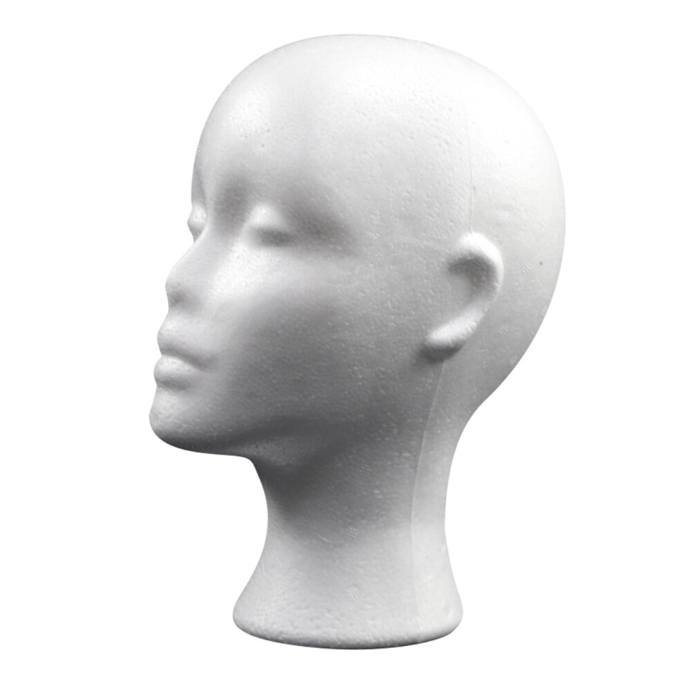 Unisex White Foam Wig Head Female Mannequin For Wigs Hats Sunglasses With Clamp Hole Lightweight