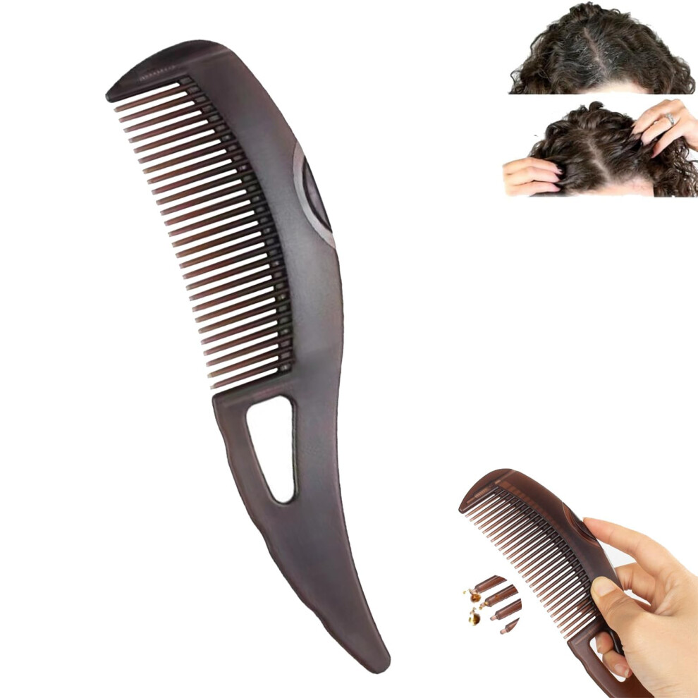 Unisex Brown Detoxing Comb For Dandruff With Flake Removal Design And Gentle Detangling Hollow Wide Teeth