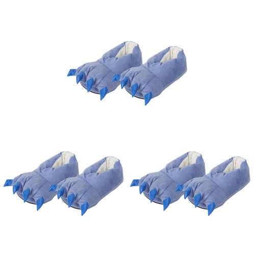 3Stk Blaue Plüsch-Winterpantoffeln Mit Tierischem -Design 1