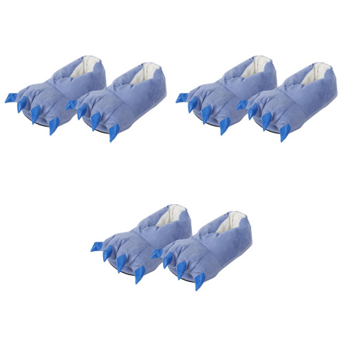 3Stk Blaue Plüsch-Winterpantoffeln Mit Tierischem -Design 2