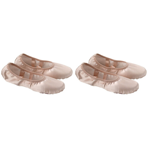 2Pièces Ballet Satin Beige Semelle Élastique 1