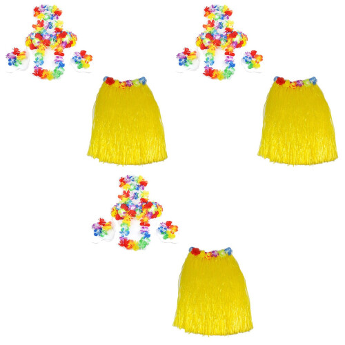 18Pièces Jupe Hula Ajustable Bras Fleurs Accessoires Danse 2