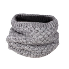 2Pcs Soft Knit Neck Warmer Chunky Loop Circle Scarf Grey for Women Men
