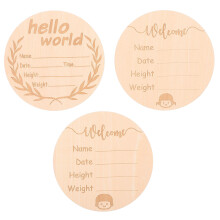 12 Pcs Baby Birth Cards Wooden Name Signs