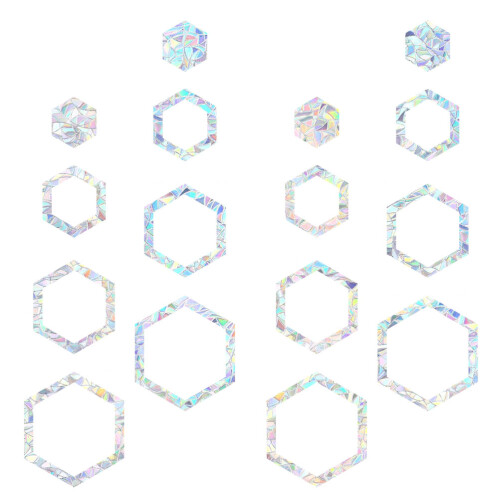 2Sets Sky-Blue Hexagon Window Stickers Decorative Static Clings Decor