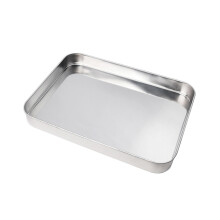3Pcs Silver Rectangular Stainless Steel Steaming Dishes for Party Use