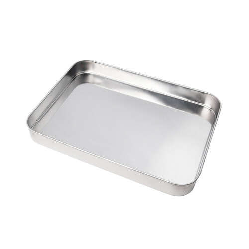 3Pcs Silver Rectangular Stainless Steel Steaming Dishes for Party Use