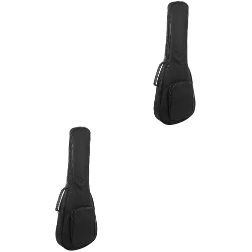 2Pcs Durable Ukulele Shoulder Bag Black Adjustable Guitar Carry Pouch 2