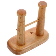 3Pcs Light Brown Wooden Guitar Stands Wall Holder with Rubber Pads