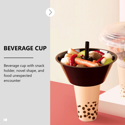 5Sets Thickened Portable Snack Bowls Combined Beverage Cups Black PP 2