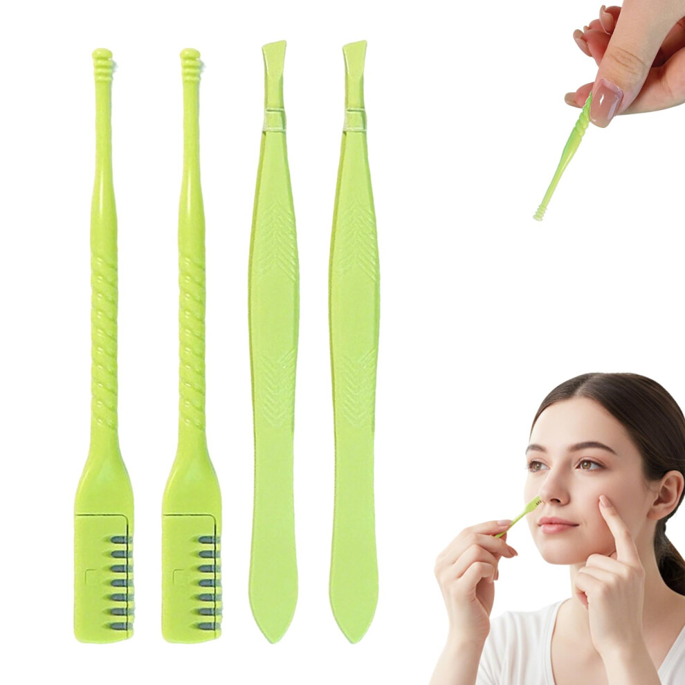 2in1 Nose Hair Trimmer for Men and Women with Stainless Steel Eyebrow Tweezers, 360 Cutter