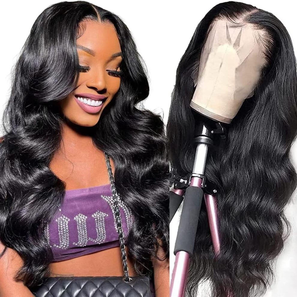 26 Inch 220% Density Body Wave HD Lace Front Wig Brazilian Virgin Human Hair Pre Plucked Glueless