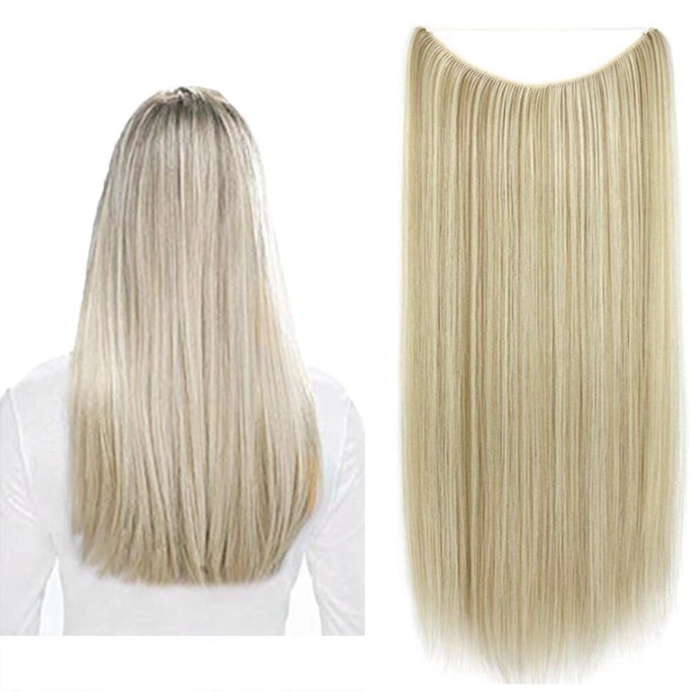 Invisible Halo Hair Extensions 22 Inch Light Blonde Platinum Blonde Heat Resistant Synthetic