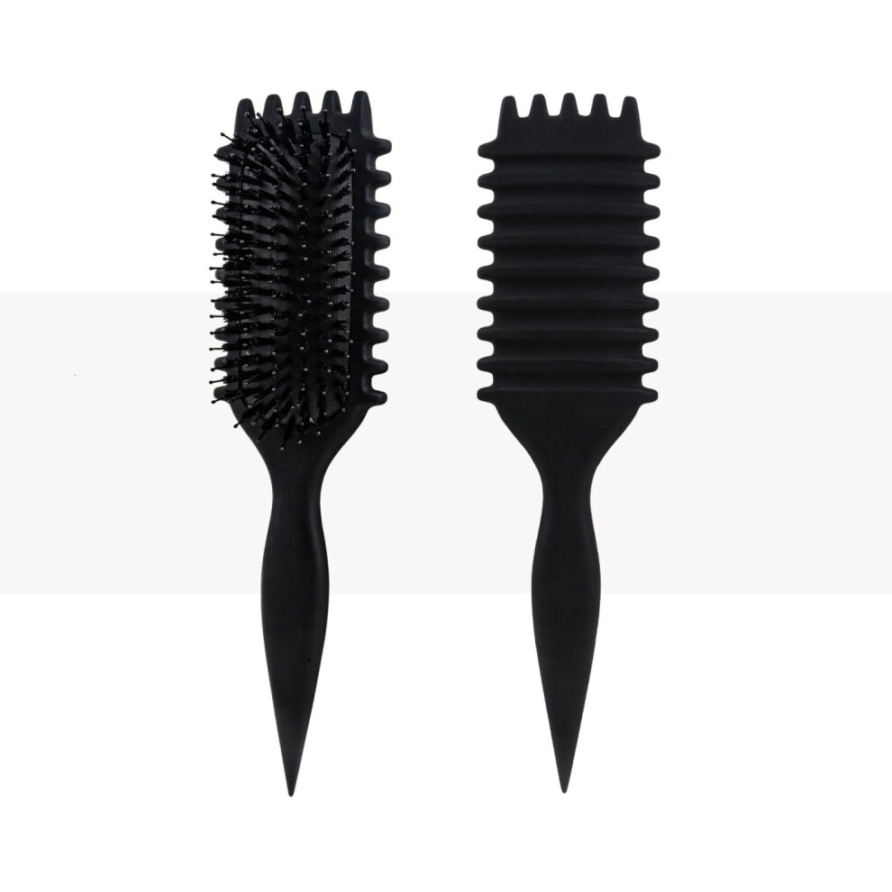 Black Detangling Hair Brush With Flexible Nylon Bristles For Gentle Scalp Massage And Curl Styling