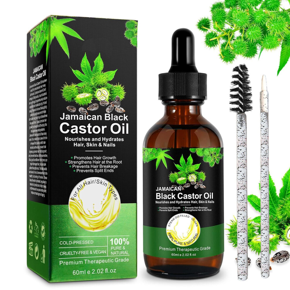 Black Jamaican Castor Oil Cold Pressed Organic For Hair Growth, Skin Care And Gua Sha Massage