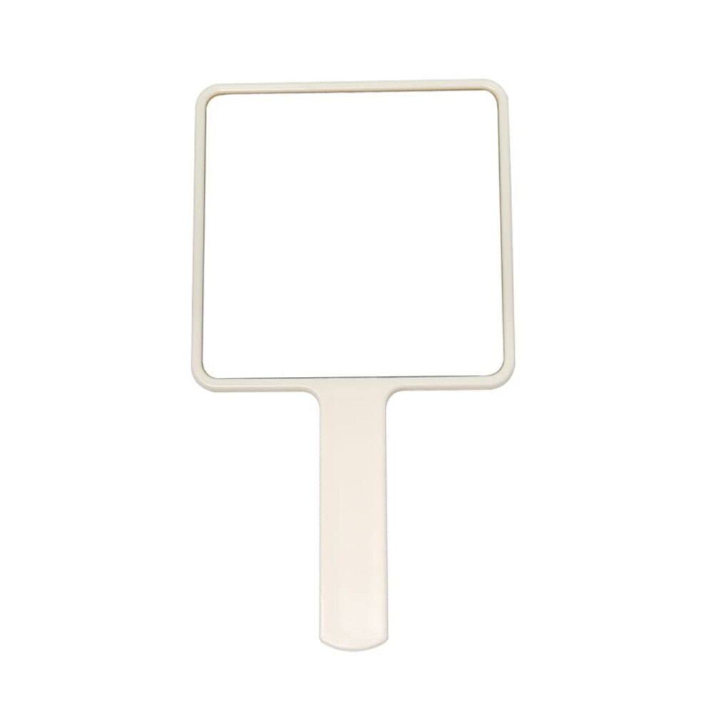 White Handheld Makeup Mirror With Ergonomic Handle, Compact Lightweight Travel Cosmetic Mirror