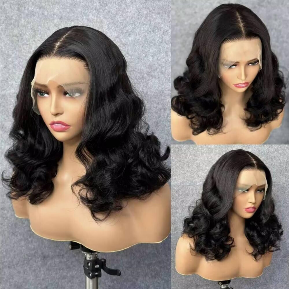 Unisex 13X4 Hd Transparent Lace Bob Wig 150 Density Brazilian Virgin Human Hair Glueless Natural Hairline 12Inch