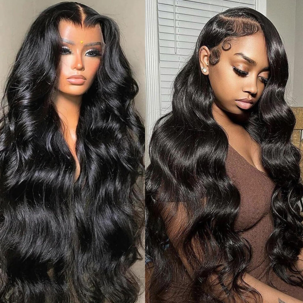 Human Hair Lace Front Wig 13x6 HD Lace Body Wave, 200% Density, PrePlucked Natural Hairline