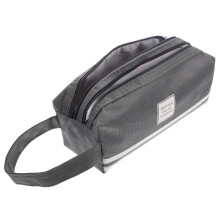 3Pcs Handheld Pencil Pouch Dark Grey Large Capacity Stationery Bag