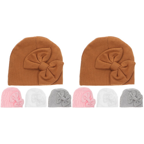 8Pièces Bonnets Bébé Coton Design Pour - 1