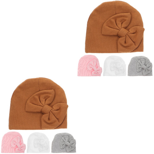 8Pièces Bonnets Bébé Coton Design Pour - 2