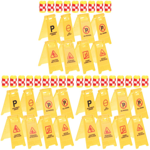 48Pièces Mini Panneaux De Circulation Jouets Educatifs ABS Colorés 1