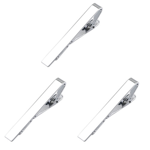 3Pièces Clips Pour Cravate Métal Argenté, Et 1