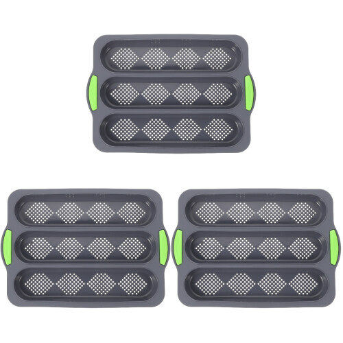 3Pcs Washable Multi-Function Silicone Bread Pan Dark Grey 1
