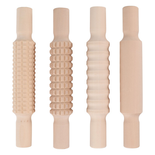 8Pcs DIY Handle Wooden Baking Rollers Khaki Kitchen Dough Tools