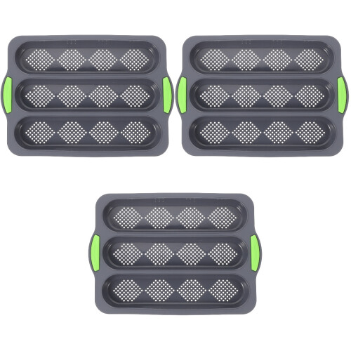 3Pcs Washable Multi-Function Silicone Bread Pan Dark Grey 2