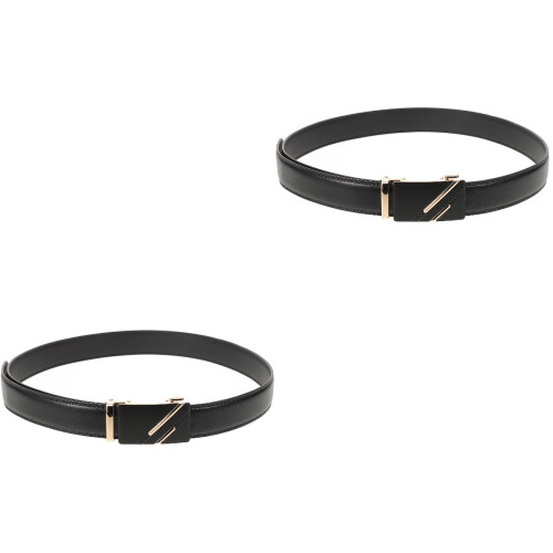 2 Pcs Buckle Elastic Adjustable Belt Work Man Size 2 Black 2