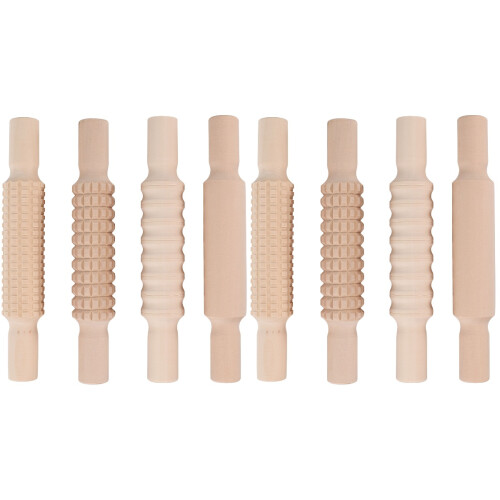 8Pcs DIY Handle Wooden Baking Rollers Khaki Kitchen Dough Tools 1
