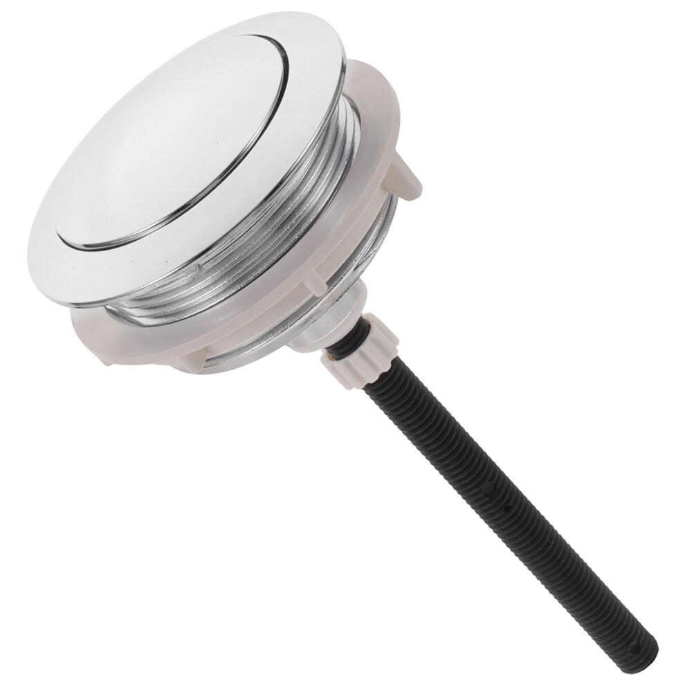2Pcs Abs Silver Toilet Tank Flushing Button Easy Install Single Push 3041055648318