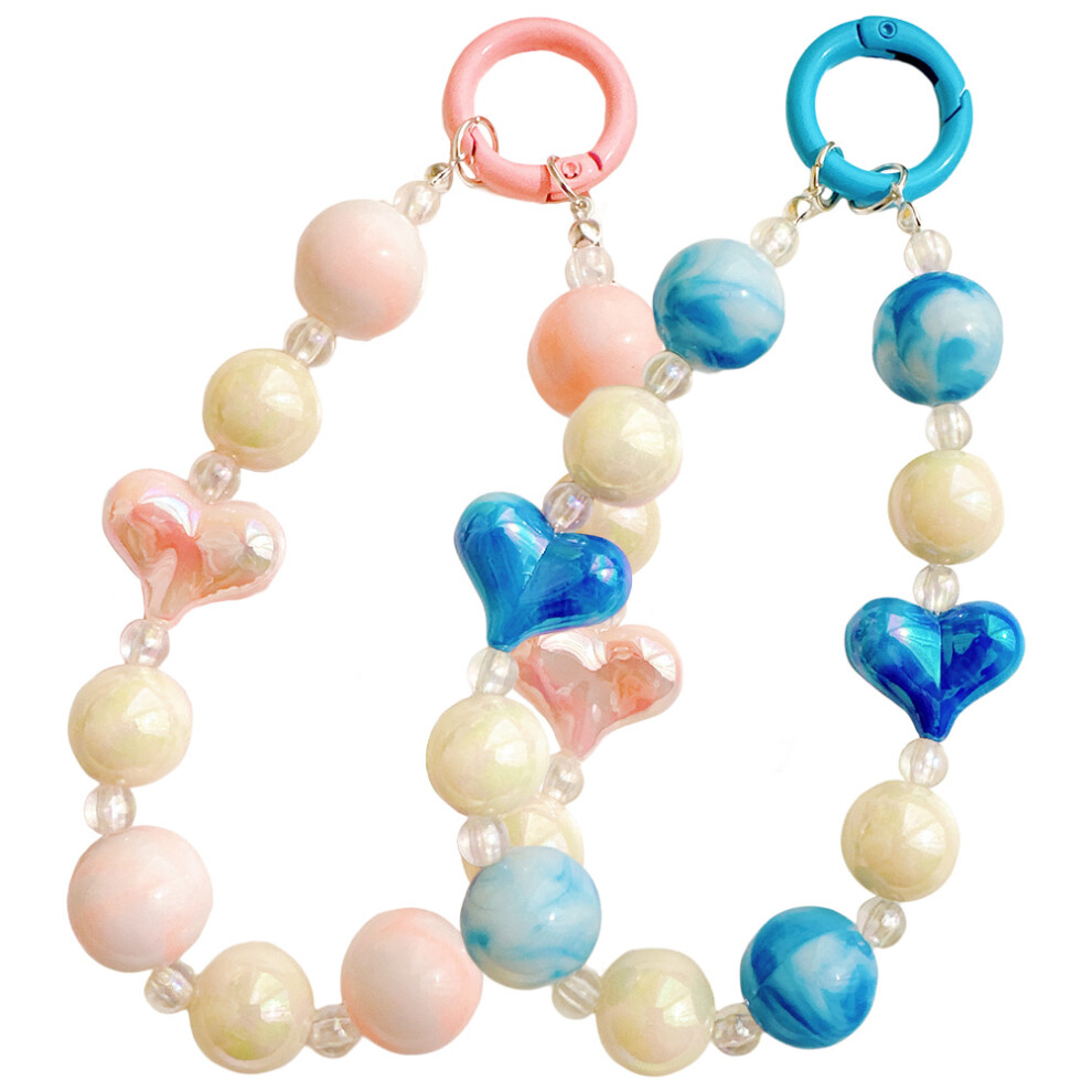 10Pcs Keychain Lanyard Acrylic Beads Phone Wristlet Strap Multicolor 3043883646481