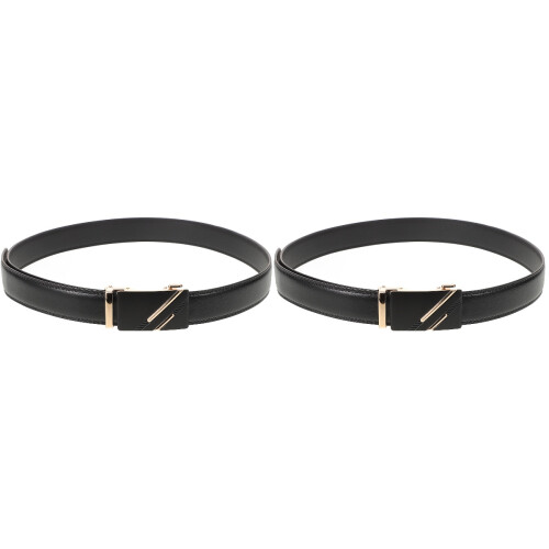 2 Pcs Buckle Elastic Adjustable Belt Work Man Size 2 Black 1