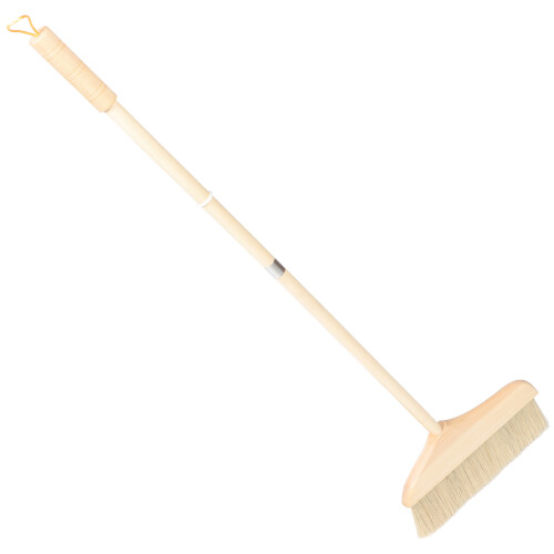 2Pcs Khaki Soft Broom Wooden Handle Foldable Indoor Floor Sweeper 1