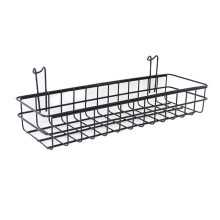 3Pcs Black Wall Mount Storage Basket Metal Holder for Bathroom Kitchen