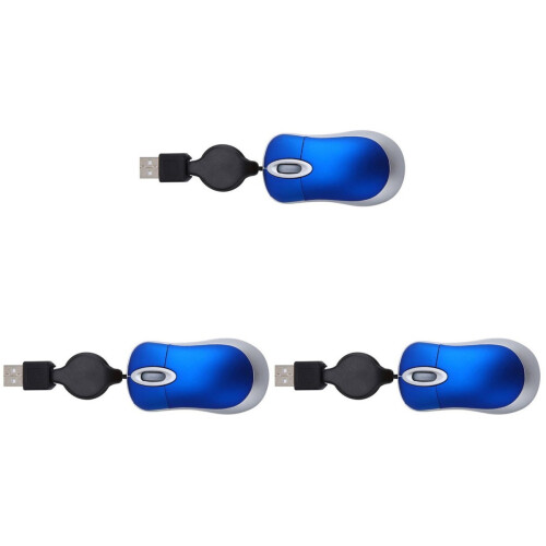 6Pcs Mini Blue Retractable Cord Optical USB Mouse for Computer Use 1
