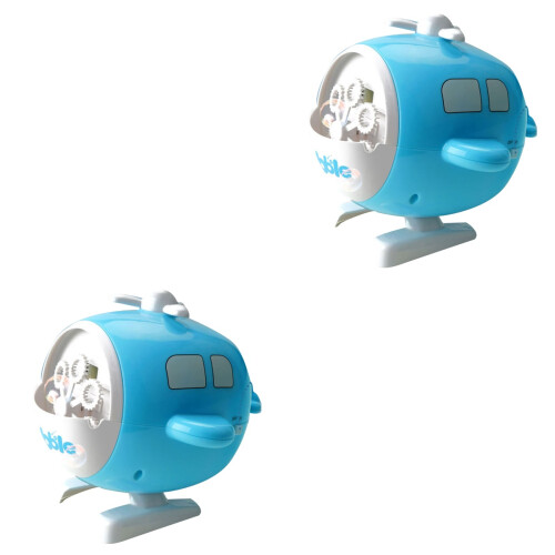 2Pcs Blue Kids Bubble Blower Plastic Bubble Machine Simple Easy Play 2