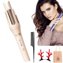 Automatic Hair Curler with OneTouch Rotation, 4 Heat Modes, AntiTangle Ceramic Curling Iron, Beige
