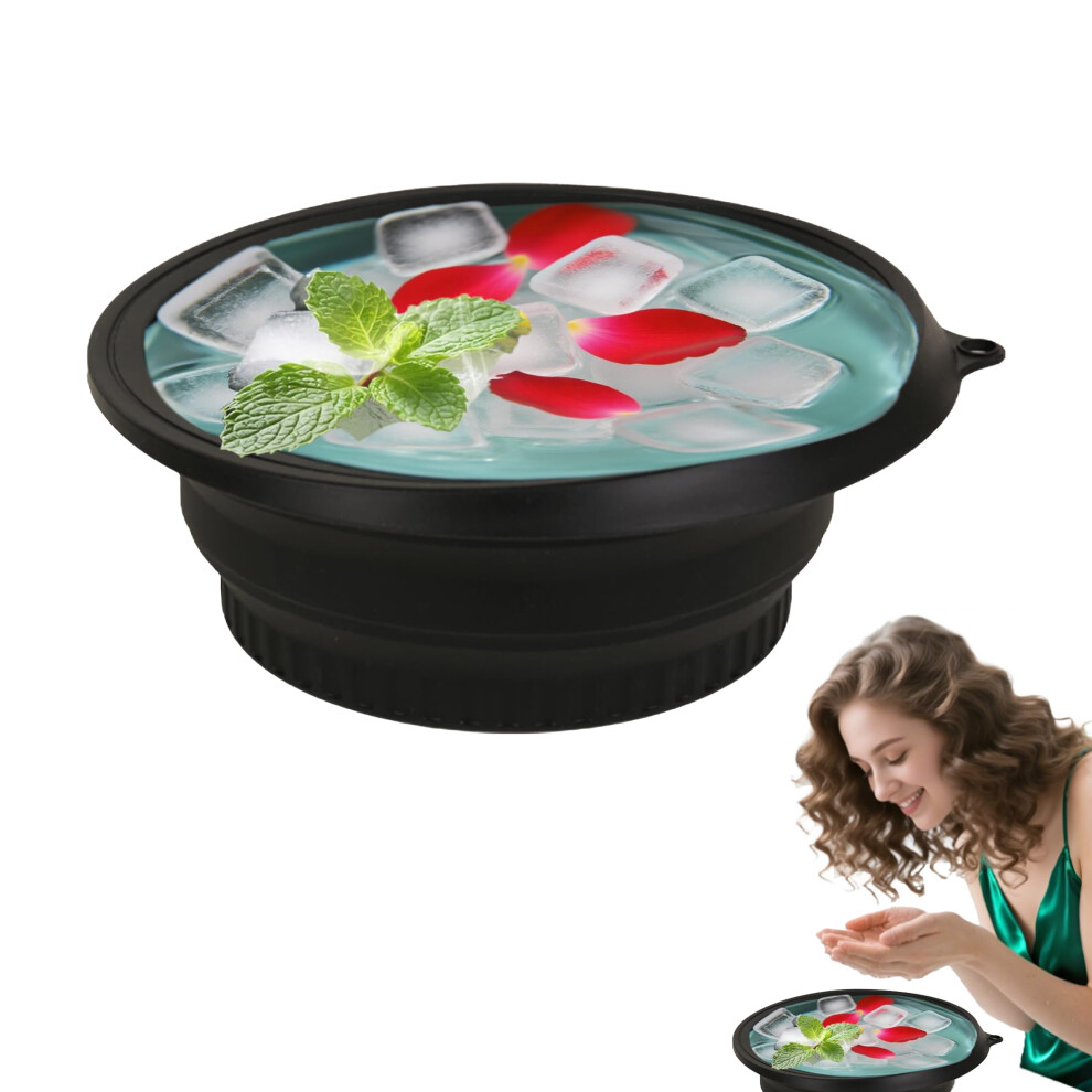 Face Ice Bowl with Builtin Ice Tray, Collapsible Silicone Facial Bowl for Skin Tightening MBlack