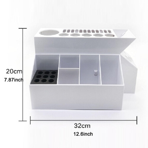 White Barber Scissors Holder Box with MultiCompartment Hairdressing Tools Organizer Stand 1