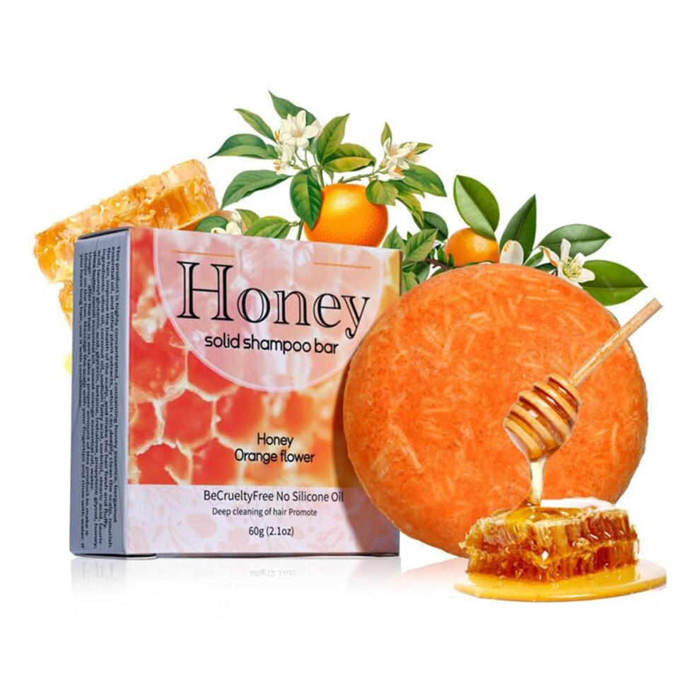 Shampoo Bar with Honey Scent Solid Format for Deep Cleansing and Moisture Boost, 2.1oz
