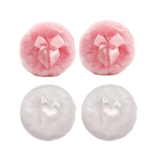 4PCS Large Velour Powder Puff Set 3.5in Soft Fluffy Texture for Even Face and Body Makeup Pink White