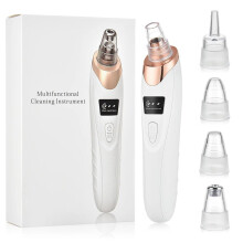 Blackhead Remover Vacuum with Powerful Suction, 3 Levels, 5 Heads, USB Rechargeable Pore Cleaner (White)