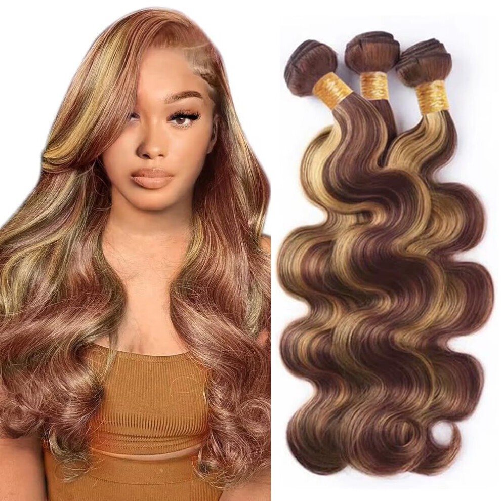 Brazilian Body Wave Human Hair Bundles P27/33 Two Tone Highlight Virgin Remy Extensions 20 Inch