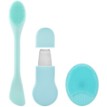 3in1 Facial Cleansing Brush Set with Silicone Mask Applicator and Stainless Steel Blackhead Remover